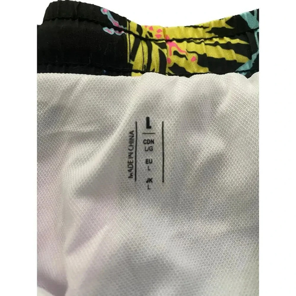 FOCO Black Floral Print Tropical Drawstring Shorts Size Large - Picture 6 of 9